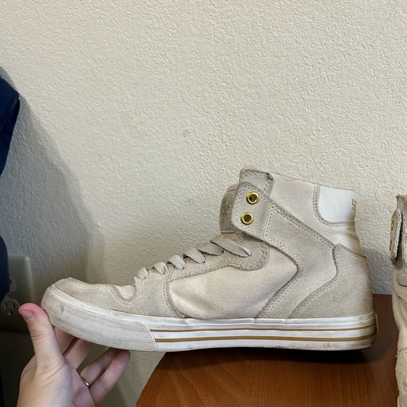 Supra Vaider LC Skate Shoe High Top Sneaker Men's Size 9 Off White Gold Cream - Picture 3 of 12